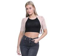 janisramone® Bolero Shrug for Women - Elegant Short Cap Sleeve Knitted Shrug, Open Crochet Cardigans for Women Perfect for Layering Over Tops & Dresses Nude