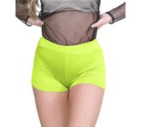 janisramone® Chic Mini Shorts for Women UK, Stretchable Hot Pants for Club, Dance, Gym & Cycling Running Shorts Womens Perfect for Summer Fashion Fitted Athletic Style Neon Yellow