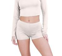 janisramone® Chic Mini Shorts for Women UK, Stretchable Hot Pants for Club, Dance, Gym & Cycling Running Shorts Womens Perfect for Summer Fashion Fitted Athletic Style Stone
