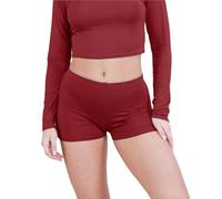 janisramone® Chic Mini Shorts for Women UK, Stretchable Hot Pants for Club, Dance, Gym & Cycling Running Shorts Womens Perfect for Summer Fashion Fitted Athletic Style Wine