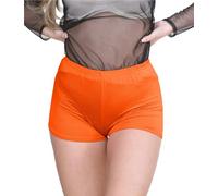 janisramone® Chic Mini Shorts for Women UK, Stretchable Hot Pants for Club, Dance, Gym & Cycling Running Shorts Womens Perfect for Summer Fashion Fitted Athletic Style Neon Orange