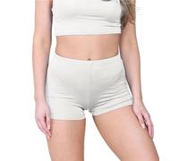 janisramone® Chic Mini Shorts for Women UK, Stretchable Hot Pants for Club, Dance, Gym & Cycling Running Shorts Womens Perfect for Summer Fashion Fitted Athletic Style Cream