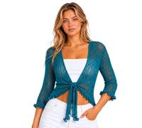 Janisramone® Cropped Bolero Shrugs for Women Fine Double Knit Tie Front Top