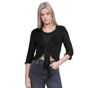 Janisramone® Cropped Bolero Shrugs for Women Fine Double Knit Tie Front Top