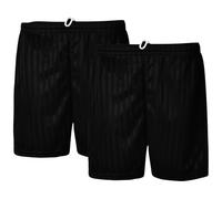 janisramone® Girls Boys Shadow Stripe PE Shorts, Pack of 2 Kids Unisex Drawstring Waist School Football Shorts, Stretchy Sports Gym Running Short Pants, Boys and Girls’ Activewear, Ages 2-27 Black