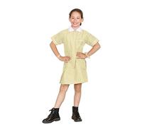 janisramone® Girls Gingham School Dress, Kids Short Sleeve Zip up Summer Dress, Check Print Pleated School Uniform Girls with Side Pockets and Hair Bobble, Ages 3-20 Yellow