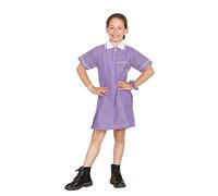 janisramone® Girls Gingham School Dress, Kids Short Sleeve Zip up Summer Dress, Check Print Pleated School Uniform Girls with Side Pockets and Hair Bobble, Ages 3-20 Purple