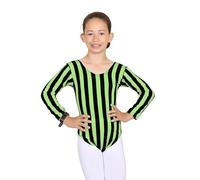 janisramone Girls Gymnastic Leotard Kids Vertical Stripe Stretchy Ballet Dance Long Sleeve Bodysuit