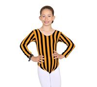 janisramone Girls Gymnastic Leotard Kids Vertical Stripe Stretchy Ballet Dance Long Sleeve Bodysuit