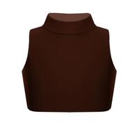 janisramone® Girl's Gymnastics Crop Tops, Girls Kids Plain Sleeveless Crop Top Turtle Neck, Girl s Running Vest Yoga Sports Summer Dance top Brown
