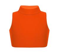 janisramone® Girl's Gymnastics Crop Tops, Girls Kids Plain Sleeveless Crop Top Turtle Neck, Girl s Running Vest Yoga Sports Summer Dance top Neon Orange