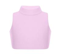 janisramone® Girl's Gymnastics Crop Tops, Girls Kids Plain Sleeveless Crop Top Turtle Neck, Girl s Running Vest Yoga Sports Summer Dance top Baby Pink