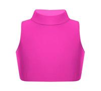 janisramone® Girl's Gymnastics Crop Tops, Girls Kids Plain Sleeveless Crop Top Turtle Neck, Girl s Running Vest Yoga Sports Summer Dance top Neon Pink