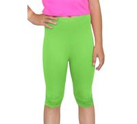 janisramone Girls Kids New Plain Lace Trim Viscose Dance Active Tights Summer Cycling Shorts Hot Pants Neon Green