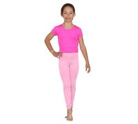 janisramone® Girls Leggings, Kids Plain Elasticated Waist Full Length Soft Gymnastics Sports Leggings, Comfortable and Stretchy Girls Activewear Rose Pink