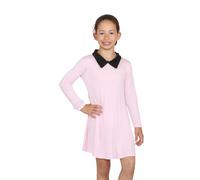 janisramone® Girls Peter Pan Collar Dress, Long Sleeve Dress for Kids, Peter Pan Swing Dress for Girls, Kids Plain Swing Dress, Girls Party Dress for Halloween, Girls Dresses Age 5-13 Years Baby Pink