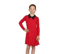janisramone® Girls Peter Pan Collar Dress, Long Sleeve Halloween Swing Dress, Flared Plain Peter Pan Party Dresses, World Book Day Costumes for Girls Age 5-13 Years