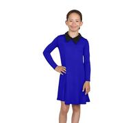 janisramone® Girls Peter Pan Collar Dress, Long Sleeve Halloween Swing Dress, Flared Plain Peter Pan Party Dresses, World Book Day Costumes for Girls Age 5-13 Years Royal Blue