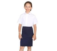 janisramone® Girls School Shirts, Pack of 2 Collared Slim Fit Short Sleeve Shirt, Button Down Non Iron Blouse, Plain Shirt Kids, School Uniform Girls Ages 3-15+ White
