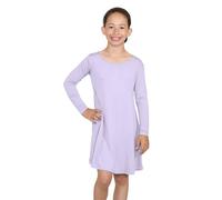 janisramone Girls Swing Dress Pastel Plain Kids Long Sleeve Skater Flared A Line Party Mini Dress 5-13 Years Lilac