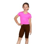 janisramone® Gymnastics Sports Cycling Shorts for Girls, Hot Pants Summer Kids Cycling Shorts, Mini Dance Short for Girls, Plain Stretchy School Cycle Short Brown