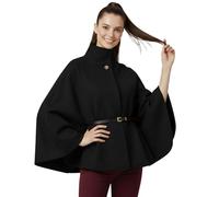 janisramone® Italian Belted Poncho Women, Elegant Open Front Button Cape Winter Coat, Stylish High Polo Neck Womens Jacket, Warm Oversized Cardigan Coats for Women UK, One Size Fits 8-20