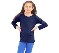 janisramone® Kids Casual T Shirts Top, Breathable Viscose Blend Boys Long Sleeve T-Shirt, Stylish Round Neck Girls School Tops, Stretchy Boys Girls Long Sleeve Top, Shirts Size 2-13 Years Navy Blue