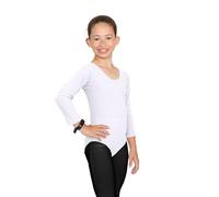 janisramone® Kids Gymnastics Leotards for Girls, Long Sleeve Leotards for Girls for Gymnastics and Dancing, Microfibre Girls' Gymnastics Leotards Ballet Leotard for Girls Aged 3-13 Years White