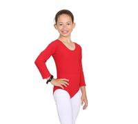 janisramone® Kids Gymnastics Leotards for Girls, Long Sleeve Leotards for Girls for Gymnastics and Dancing, Microfibre Girls' Gymnastics Leotards Ballet Leotard for Girls Aged 3-13 Years Red