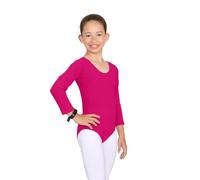 janisramone® Kids Gymnastics Leotards for Girls, Long Sleeve Leotards for Girls for Gymnastics and Dancing, Microfibre Girls' Gymnastics Leotards Ballet Leotard for Girls Aged 3-13 Years Cerise