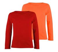 janisramone® Kids Long Sleeve T Shirt, Pack of 2 Plain Round Neck Boys Long Sleeve T Shirt, Comfortable Girls School Shirts, Stretchy Girls Tops and Boys Sports Top, Basic Summer Top