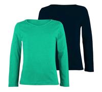 janisramone® Kids Long Sleeve T Shirt, Pack of 2 Plain Round Neck Boys Long Sleeve T Shirt, Comfortable Girls School Shirts, Stretchy Girls Tops and Boys Sports Top, Basic Summer Top