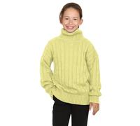 janisramone® Kids Unisex Cable Knitted Polo Roll Neck Jumper, Boys and Girls Long Sleeve Pullover Turtle Neck Jumper, Warm Winter Sweater Yellow