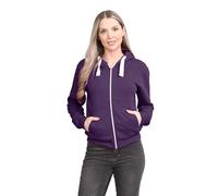 janisramone® Ladies Fleece Jackets Full Zip up with Pockets, Long Sleeves Plain Womens Hoodie, Warm Fleece Zip up Hoodie Women for Autumn and Winters, Solid Colors Hoodies Size 8-22 Purple