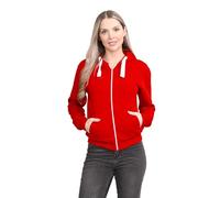 janisramone® Ladies Fleece Jackets Full Zip up with Pockets, Long Sleeves Plain Womens Hoodie, Warm Fleece Zip up Hoodie Women for Autumn and Winters, Solid Colors Hoodies Size 8-22 Red