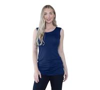janisramone® Ladies Sleeveless Vest Tops, Stretchy Scoop Neck Tank Top, Plain Basic Summer Tops for Women UK, Lightweight Women Activewear Gym Vests, Fitness and Casual Wear Navy