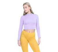 janisramone® Ladies Tops, Classic Long Sleeve Polo Turtle Neck Tops for Women - Soft & Stretchy Crop Tops for Women, Ideal for Casual Or Going Out Tops Lilac