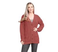 janisramone® Long Sleeve Chunky Cardigans for Women UK, V Neck Button Up Cable Knit Women's Cardigans, Warm Winter Long Ladies Jumpers Top for Casual and Daily Knitwear Cardigan Rust