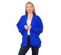 janisramone® Mother and Daughter Balloon Sleeve Cardigan with Pockets, Open Front Chunky Knitted Oversized Cardigan for Women and Girls, Warm Winter Matching Knitwear Royal Blue