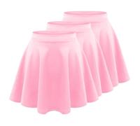 janisramone ® Pack of 3 Girls Skater Skirt, Soft Plain High Waisted Skirts for Kids Ballet Dance Play & Sports Casual Black Mini Skirt for Kids, White School Skirts Girls Outfits Age 3-13 Years