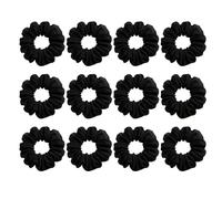 Janisramone® Plain Black Under Scarf Hair Scrunchies for Women, Elasticated Bobble Bun Hair Accessories for Women, Hijab Chiffon Volumising Jumbo Scrunchies for Girls, Pack Of 2,4,6 And 12