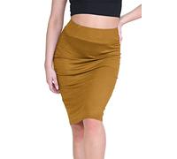 janisramone® Plain Midi Skirts for Women UK, Casual Soft Bodycon Elasticated High Waist Women's Skirts Summer Stretchy Pencil Skirt, Perfect for Daily Office or Party Ladies Skirt, UK 6-16