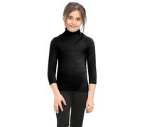 janisramone® Plain Turtle Neck Girls Long Sleeve Tops Boys Tshirts Black
