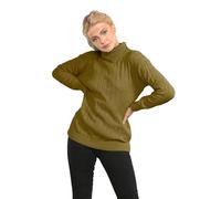 janisramone® Polo High Neck Jumpers for Women UK, Cable Knitted Long Sleeve Ladies Jumpers, Casual Pullover Winter Turtle Neck Tops for Women Size 8-74 Khaki