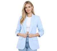 janisramone® Ruched Sleeve Fully Lined Blazers Plain Jackets for Women UK | Ruched Sleeve Design, Open Collar Style, Fully Lined Blazer, Soft Structured Fabric, Tailored Fit, Plain Office Party Wear