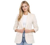 janisramone® Ruched Sleeve Fully Lined Blazers Plain Jackets for Women UK | Ruched Sleeve Design, Open Collar Style, Fully Lined Blazer, Soft Structured Fabric, Tailored Fit, Plain Office Party Wear