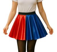 janisramone® Shiny Wet Look Halloween Costumes for Women & Kids, Red and Blue Cosplay Jackets, Daddys Little Monster T Shirt, Knickers, Hotpants, Leggings, Skater Skirt, Fancy Dress Costumes