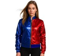 janisramone® Shiny Wet Look Halloween Costumes for Women & Kids, Red and Blue Cosplay Jackets, Daddys Little Monster T Shirt, Knickers, Hotpants, Leggings, Skater Skirt, Fancy Dress Costumes