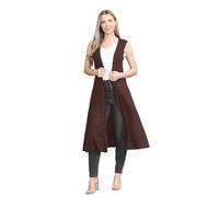 janisramone® Sleeveless Cardigans for Women UK, Stylish and Versatile Plain Open Collared Long Maxi Boyfriend Cardigan Perfect for Layering Over Summer Dresses Brown