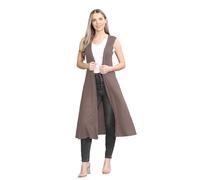 janisramone® Sleeveless Cardigans for Women UK, Stylish and Versatile Plain Open Collared Long Maxi Boyfriend Cardigan Perfect for Layering Over Summer Dresses